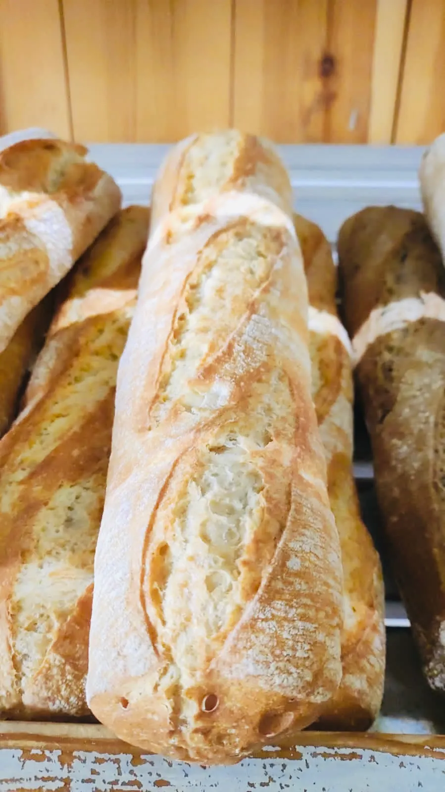 Barras de pan en la panadería
