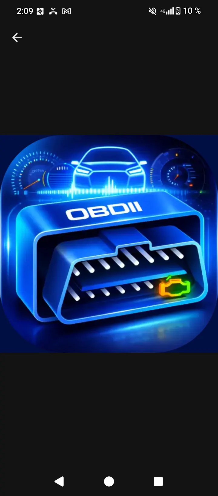 Ilustración de un conector de diagnóstico OBDII con un testigo de motor encendido.