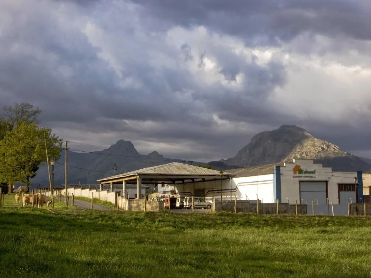 Exterior de las instalaciones de Calefacción y Fontanería Mármol SLU en un entorno rural.