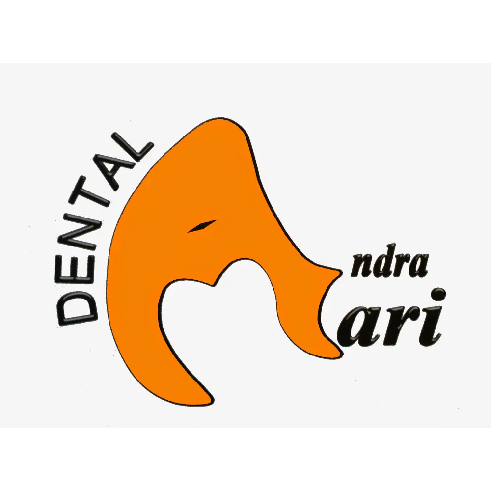 Logotipo de Dental Andra Mari con una figura naranja en forma de diente.