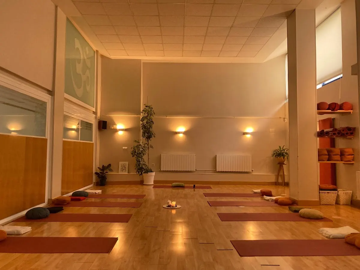 Sala de Dharananda Yoga Durango con esterillas y material para clases