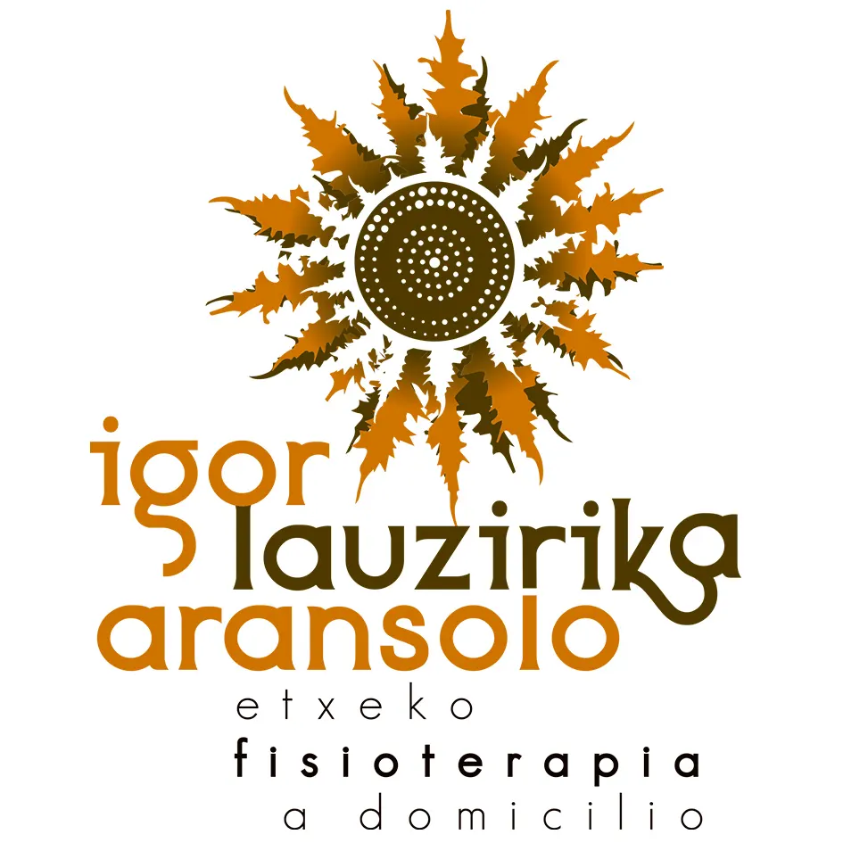 Logotipo de Etxeko Fisioterapia a Domicilio, de Igor Lauzirika Aransolo, con un motivo solar.