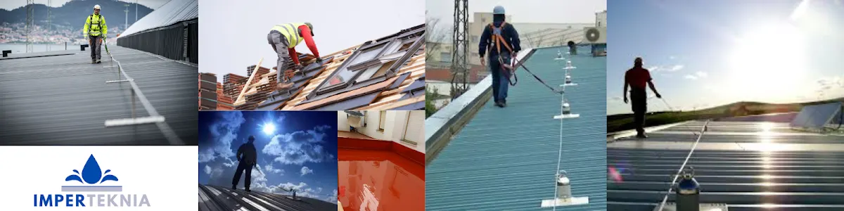 Collage de trabajos de impermeabilización y cubiertas de Imperteknia
