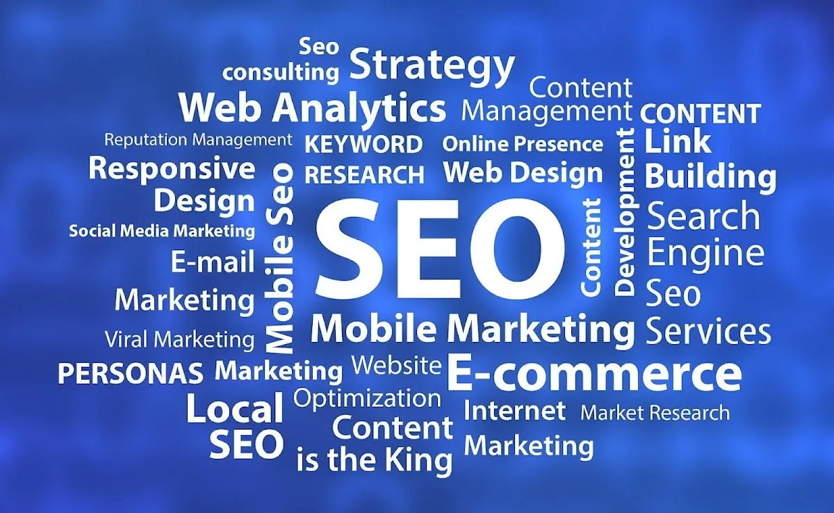 Gráfico con términos de SEO y marketing digital, asociado a IRT Marketing
