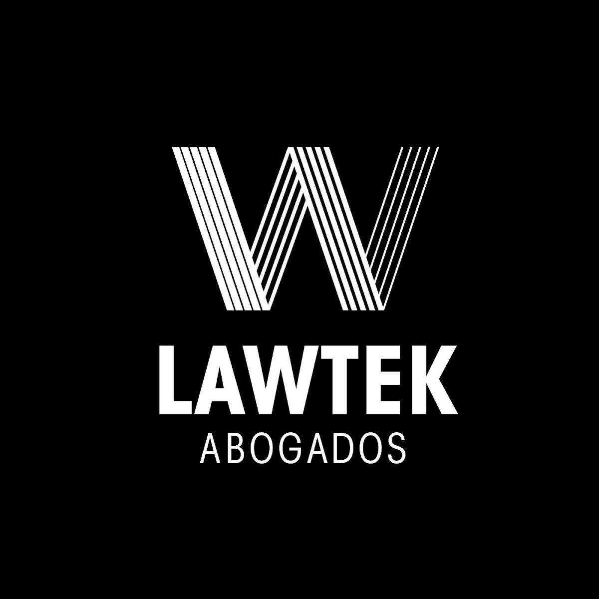 Logotipo de LAWTEK ABOGADOS sobre fondo negro.