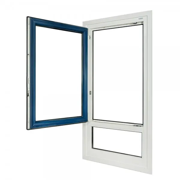 Ventanas de marco azul y blanco