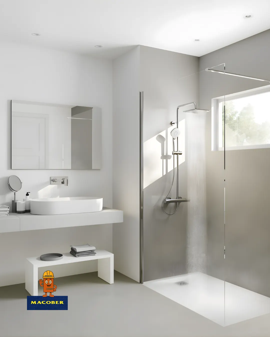 Baño equipado con ducha y revestimientos de MACOBER