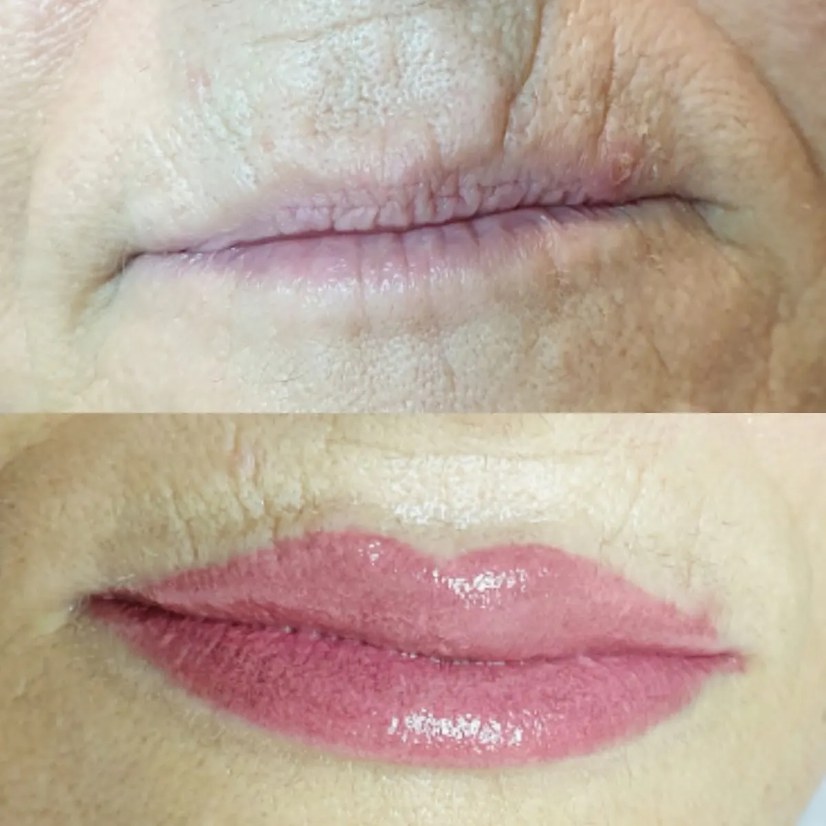 Resultado de un tratamiento de maquillaje en los labios.