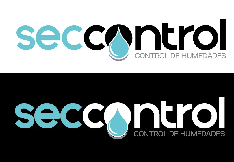 Logotipo de Seccontrol en versiones sobre fondo blanco y negro.
