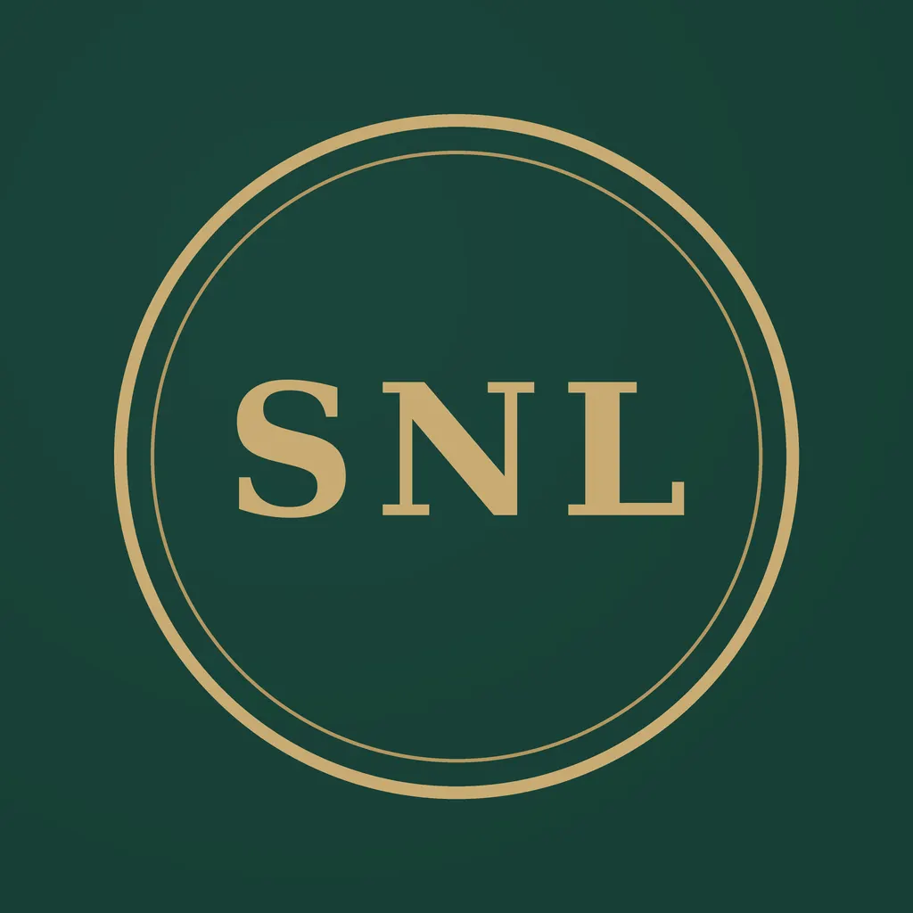 Logotipo de SpainNomadLawyer en letras doradas sobre fondo verde oscuro