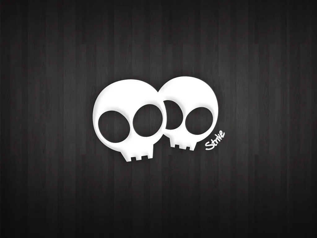 Logotipo blanco de Strike sobre fondo oscuro.