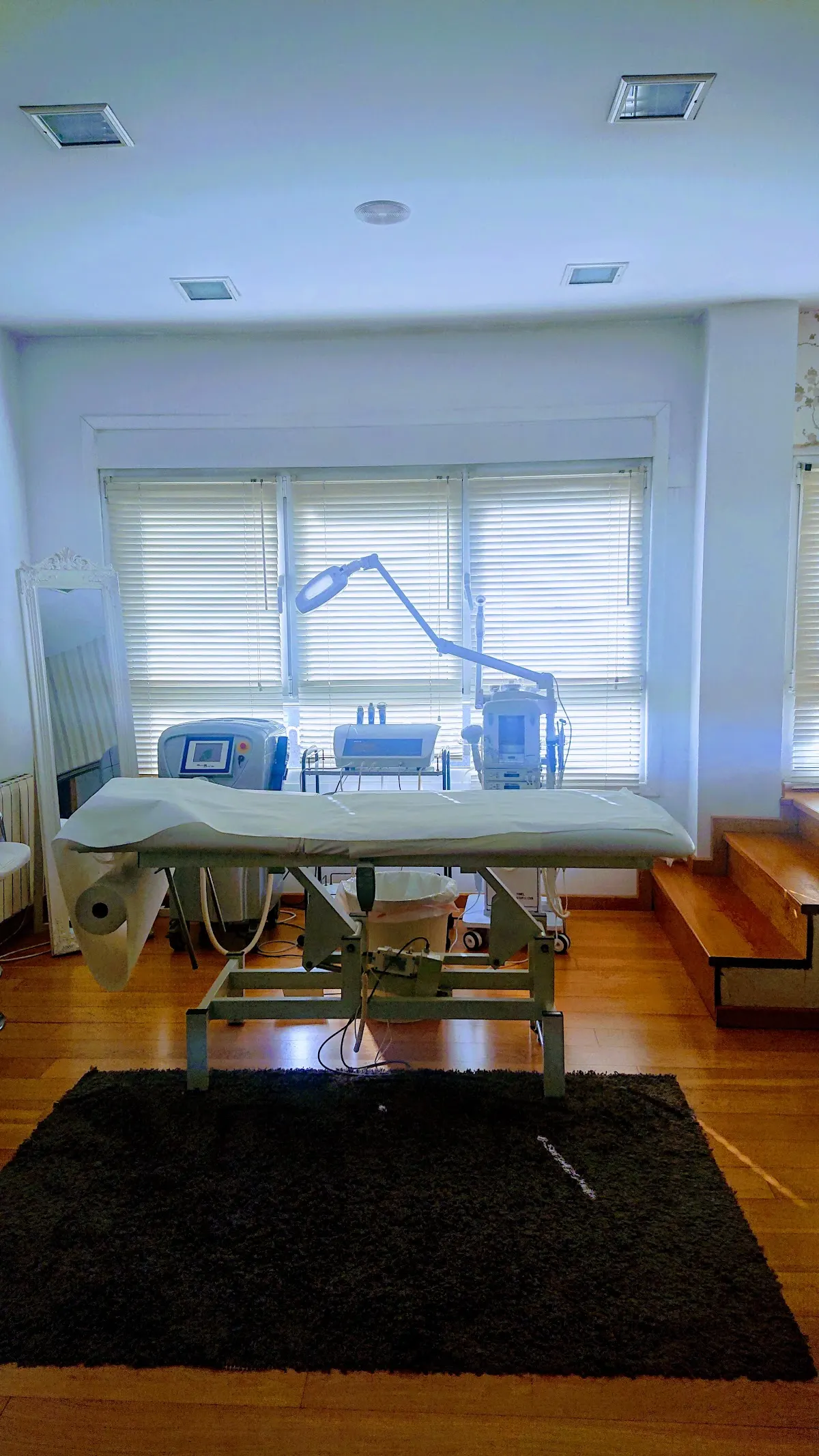 Sala de Virginia Ansorena con camilla y equipo de estética.